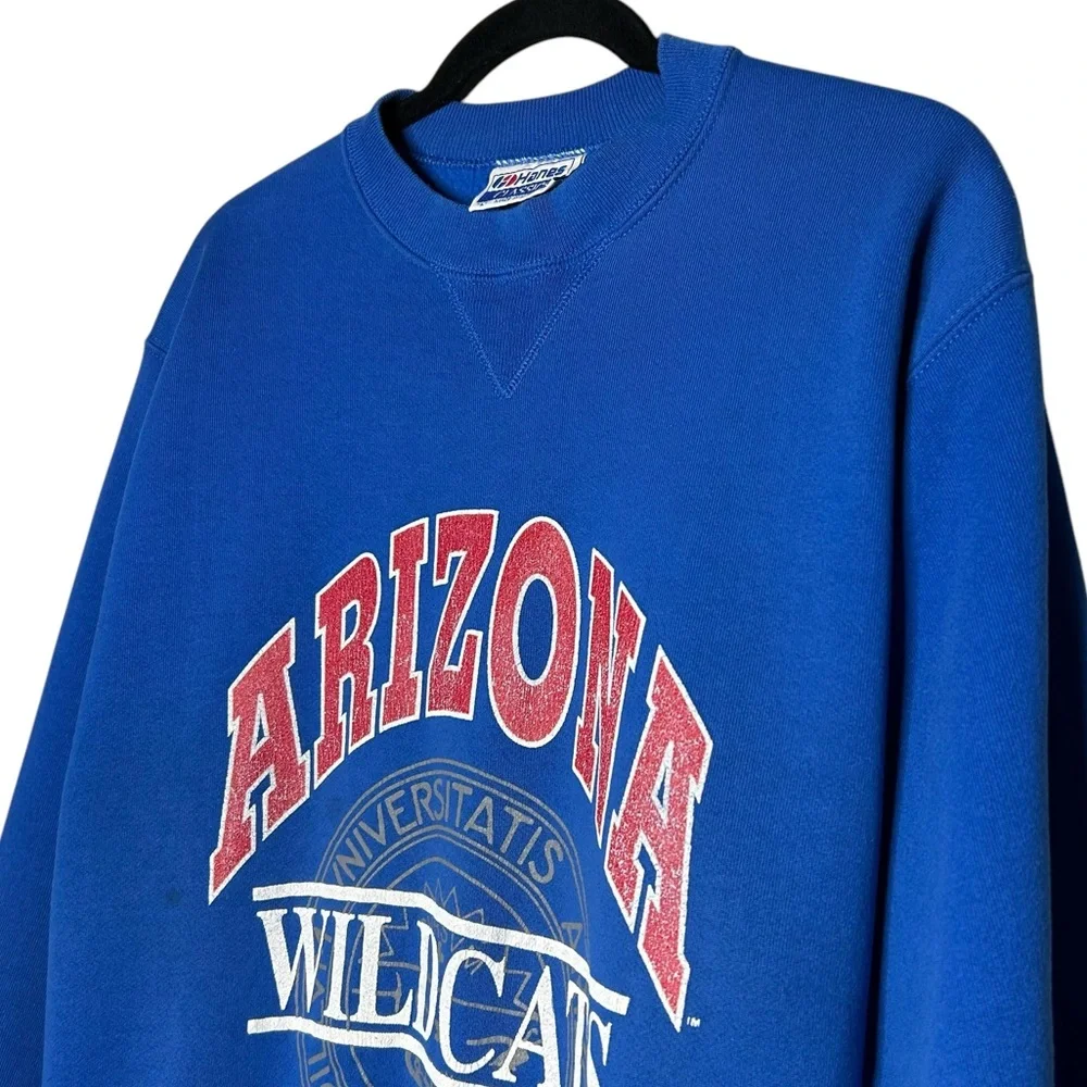 Vintage 90s Arizona Wildcats Crewneck USA Made Hanes Blue L